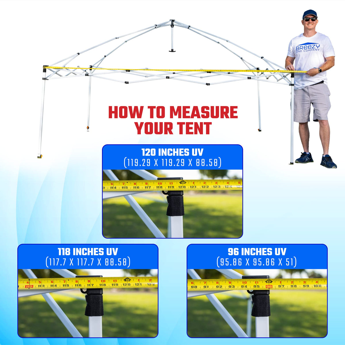 Breezy and Company 96 UV canopy top creates cool shade for 8x8 setups.