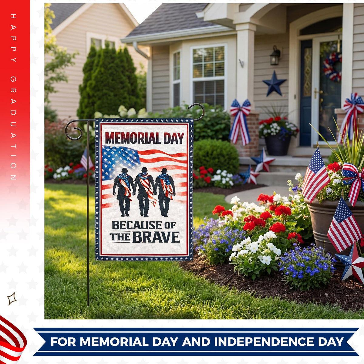 Breling double-sided patriotic flag ensures legibility from every angle