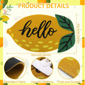 Breling lemon door mat hello bright entryway rug for easy cleaning