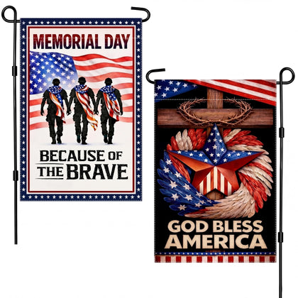Breling Memorial Day flag 12x18 enhances garden curb appeal with patriotic colors