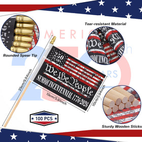 Breling mini American flag 15x10 cm with 25 cm flagpole for portable décor.