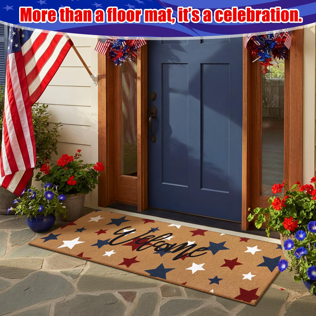 Breling coir doormat with non-slip backing provides safe, stable entry.
