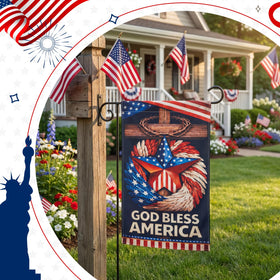 Breling outdoor flag display complements patios and lawns with bold colors