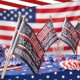 Breling tabletop flag display for desks and home offices.