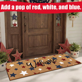 Breling entryway mat complements indoor and outdoor spaces with vibrant stars.