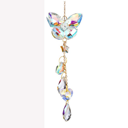 Brezalysia crystal butterfly suncatcher creates rainbow light in sunlit windows for mood enhancement