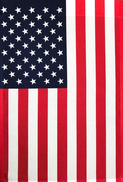 Briarwood Lane American Flag House Flag 28x40 fluttering in sun; weather-resistant color lasts.