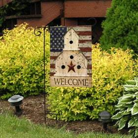 Briarwood Lane Americana Welcome flag sewn-in sleeve for standard garden stands.