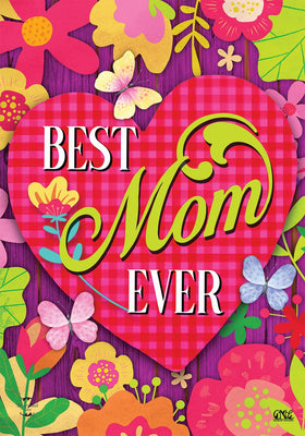 Briarwood Lane Best Mom Ever flag back view remains legible from both sides in outdoor settings.