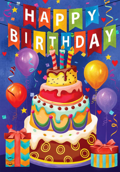 Briarwood Lane Birthday Celebration Flag, vibrant outdoor decor for welcoming guests.