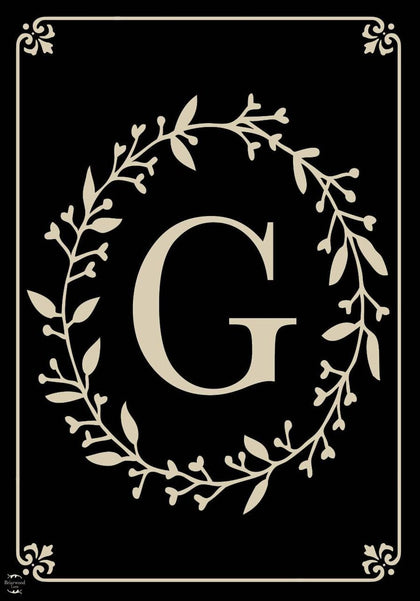 Briarwood Lane monogram G garden flag front view highlighting classic design for year-round display.