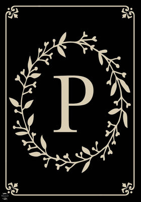 Briarwood Lane classic monogram P garden flag front view with bold artwork.