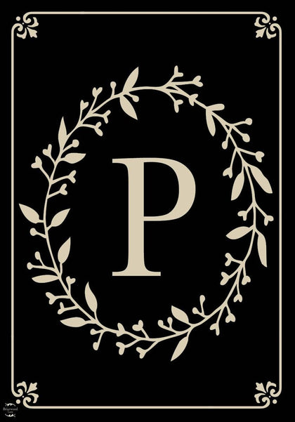 Briarwood Lane classic monogram P garden flag front view with bold artwork.