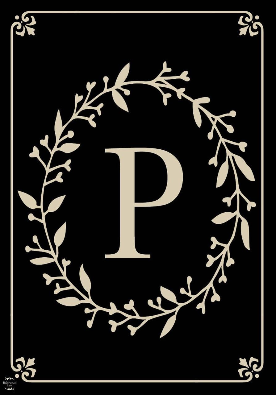Briarwood Lane monogram P flag side view; text readable on one side.