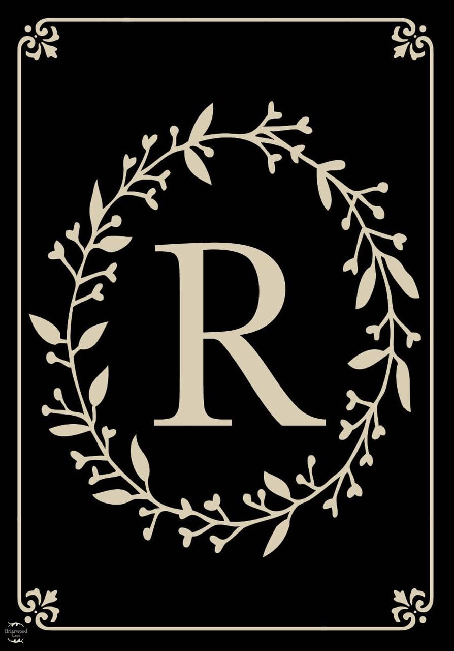 Briarwood Lane classic monogram R garden flag front view with fade-resistant color