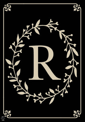 Briarwood Lane classic monogram R garden flag front view with fade-resistant color