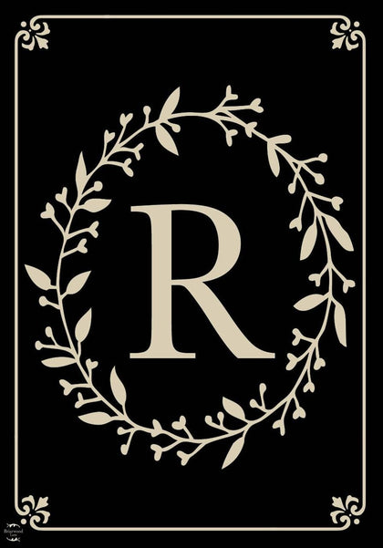 Briarwood Lane classic monogram R garden flag front view with fade-resistant color