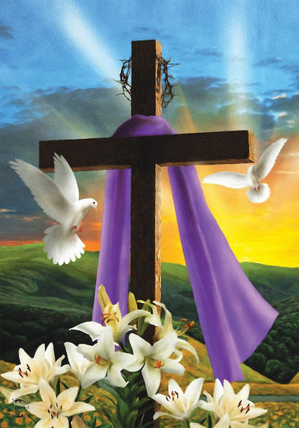 Briarwood Lane Easter Sunrise flag front view for outdoor seasonal display with vibrant artwork.