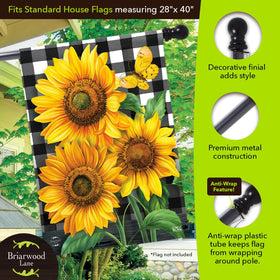 Briarwood Lane flag pole clips show adjustable top and bottom clips for easy flag changes.