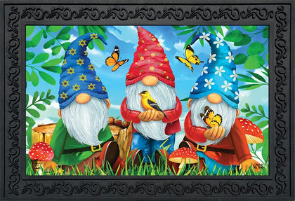 Briarwood Lane Gnome Sweet Gnome doormat front view with vibrant spring artwork for bright entryways.