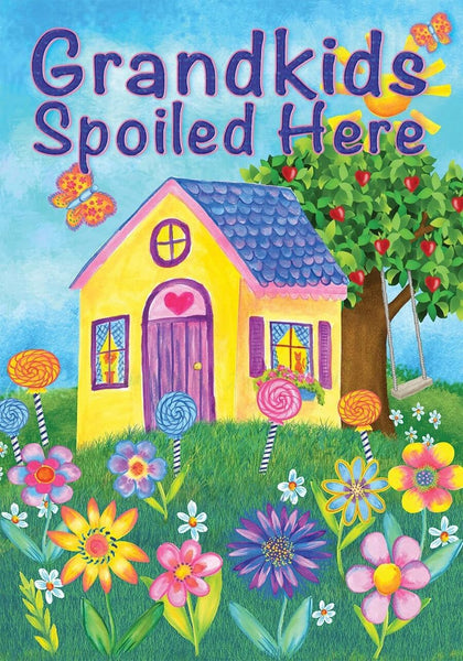 Briarwood Lane Grandkids Spoiled Here flag features bright double-sided print for curb appeal.