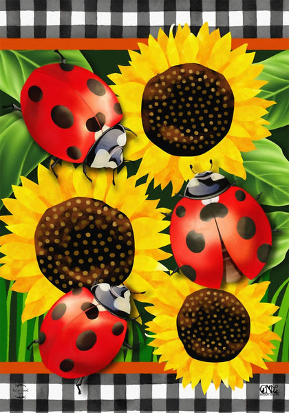Briarwood Lane ladybugs and sunflowers flag enhances outdoor decor with vibrant colors.