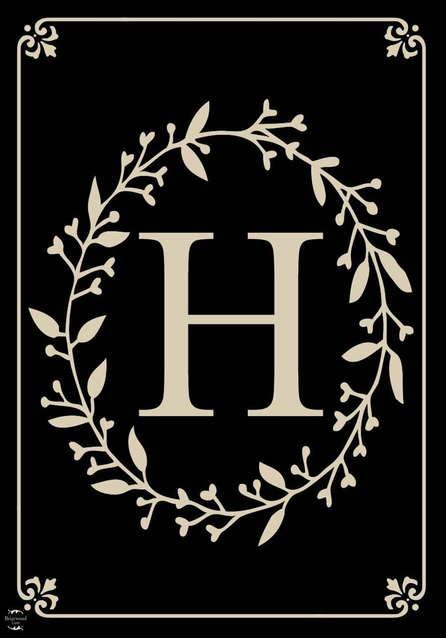 Briarwood Lane monogram H garden flag closeup showing crisp monogram design.
