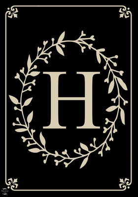 Briarwood Lane monogram H garden flag closeup showing crisp monogram design.