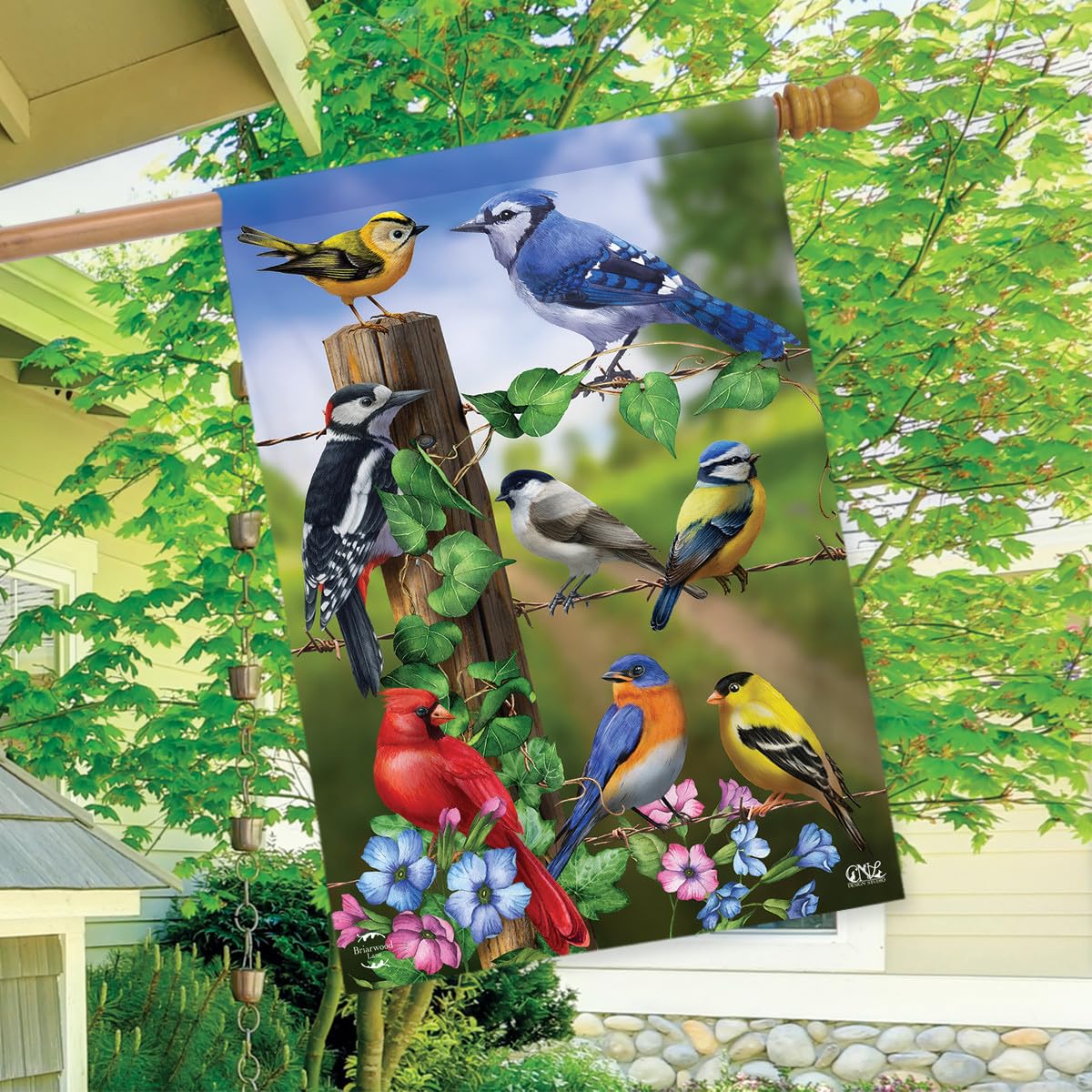 Briarwood Lane all-weather flag in polyester for fade resistance.