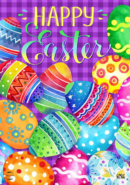 Briarwood Lane Painted Easter Eggs flag front view, vibrant original artwork for outdoor decor.