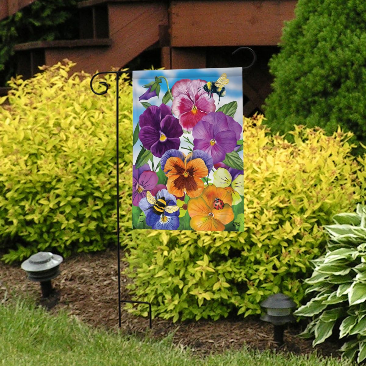 Briarwood Lane flag artwork detail highlights bright fade-resistant print.