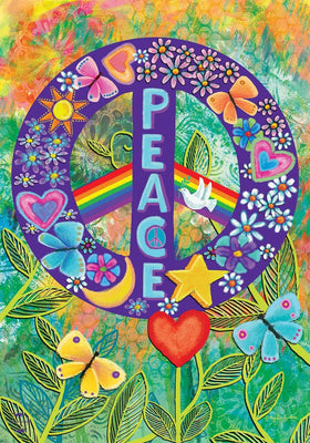 Briarwood Lane Peace Floral Garden Flag close-up shows crisp print