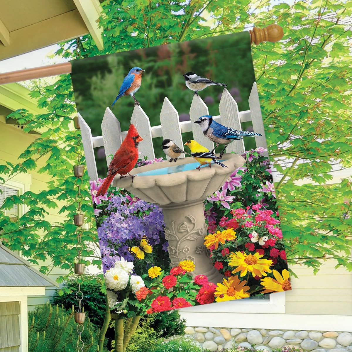 Briarwood Lane flag made of all-weather polyester, fade resistant for outdoors.
