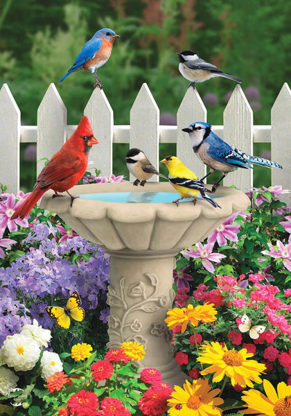 Briarwood Lane Spring Garden Friends flag front view, vibrant outdoor artwork for curb appeal.