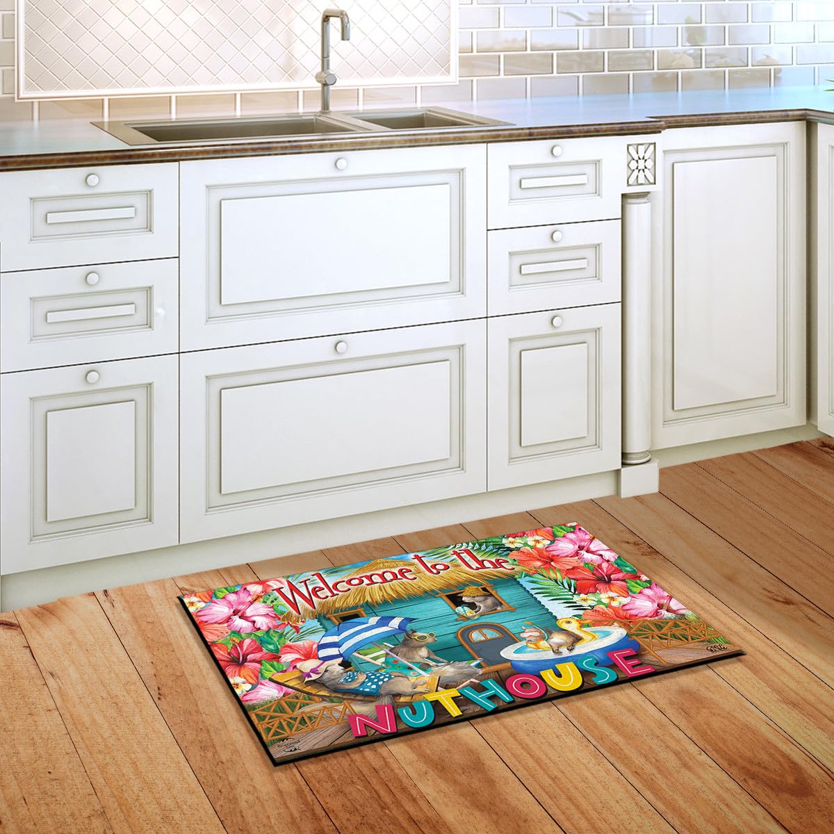 Briarwood Lane doormat showing non-skid backing for stable placement