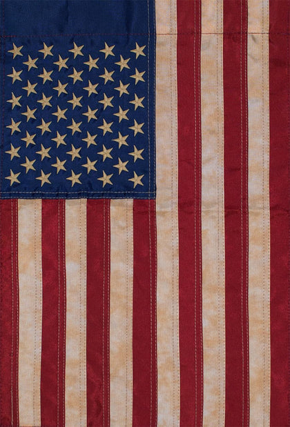 Briarwood Lane tea-stained American flag applique for outdoor display with vivid colors