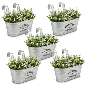 Briful 10inch hanging planter outdoors in silver with weathered finish