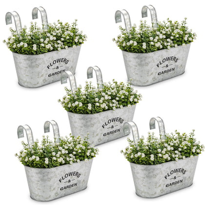 Briful 10inch hanging planter outdoors in silver with weathered finish