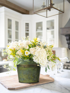 Briful 3.9-inch galvanized planter perfect for small flowering plants.