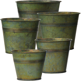 Briful galvanized planters set of five for indoor and outdoor decor.