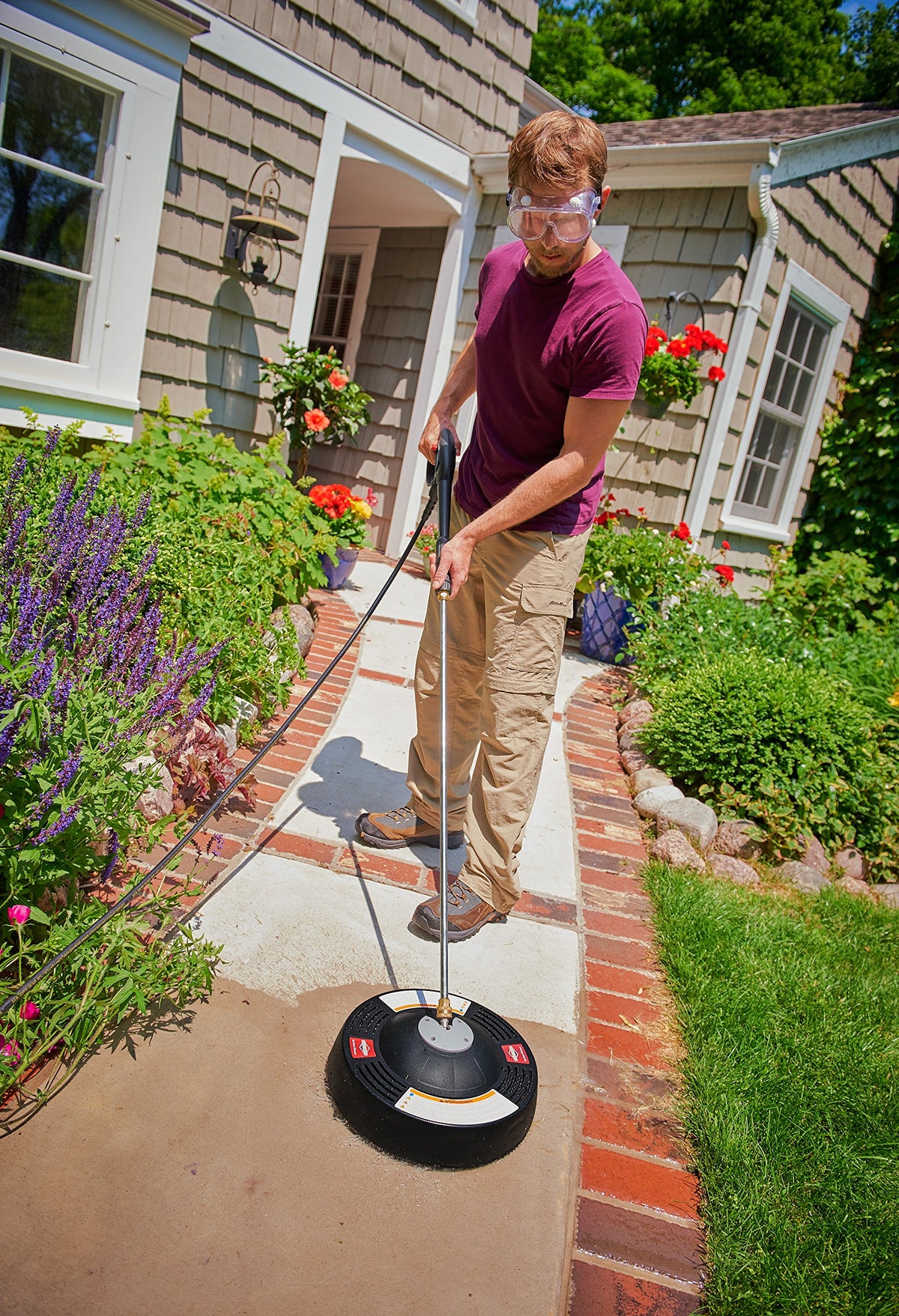 Briggs & Stratton cleaner attached to quick-connect wands for fast setup.
