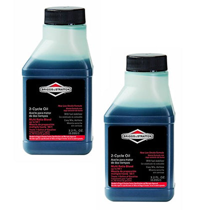 Briggs Stratton 2-cycle oil pack shown, promotes smooth lubrication and engine reliability.