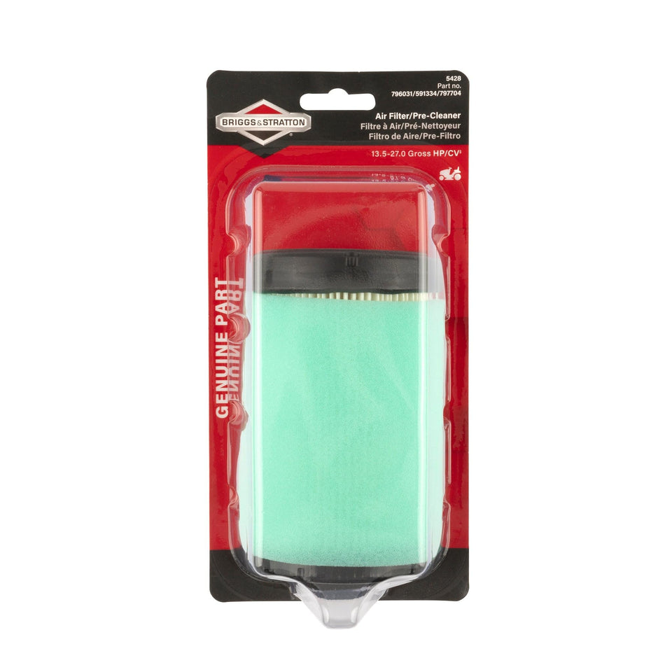 Briggs & Stratton 5428K air filter protecting engine from debris.