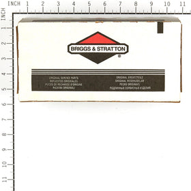 Briggs & Stratton 693593 muffler brand-label detail for authentic OEM compatibility