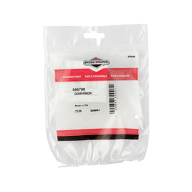 Briggs & Stratton 695708 pinion gear packaged for easy OEM replacement and reliable maintenance.