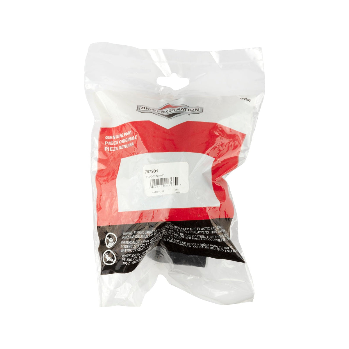 Briggs & Stratton 797901 elbow intake tube assembly ensures precise fit and durable OEM quality.