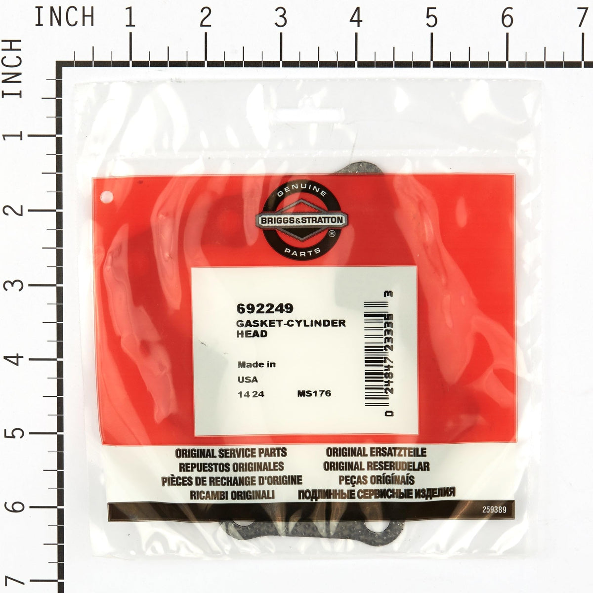 Briggs & Stratton gasket surface closeup highlighting material quality for engine sealing.