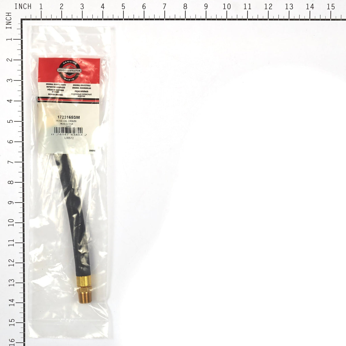 Briggs & Stratton oil drain hose with 3-18 fittings connects securely.