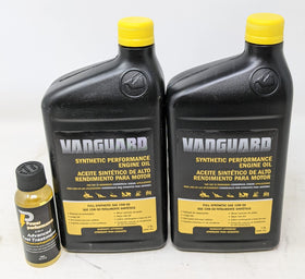Briggs & Stratton two-quart pack for Vanguard engines, oil and fuel treatment.