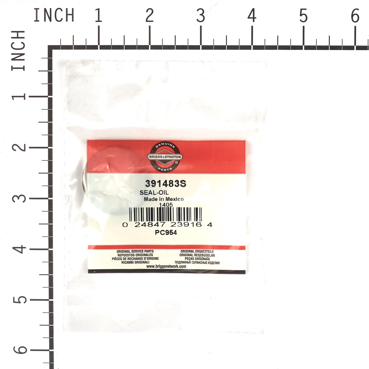 Briggs & Stratton PTO-end vertical engine oil seal for straightforward replacement.